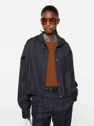 Acne Studios Mujer Barcelona Sobrecamisa Rayas Lana color Gris Antracita sku 701-002554 01 - Foto 2