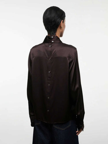 Staud Mujer Barcelona Blusa Seda Rhodes color Marrón Oscuro sku 701-002563 01 - Foto 2