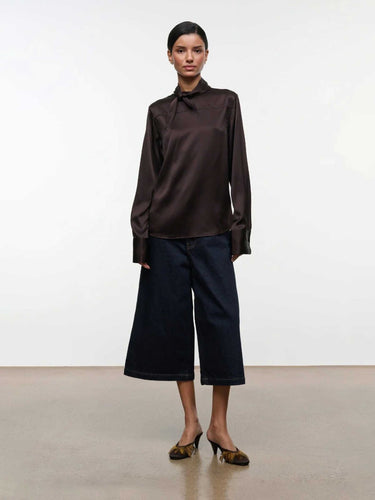 Staud Mujer Barcelona Blusa Seda Rhodes color Marrón Oscuro sku 701-002563 01 - Foto 3