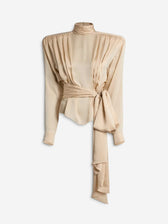 Balmain Mujer Barcelona Blusa Plisada Lazada color Beige sku 701-002586 01 - Foto 1