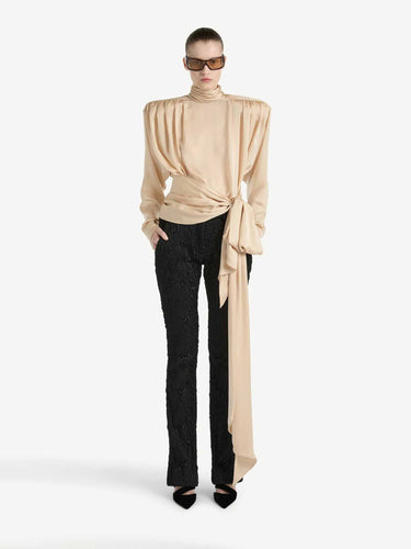 Balmain Mujer Barcelona Blusa Plisada Lazada color Beige sku 701-002586 01 - Foto 2