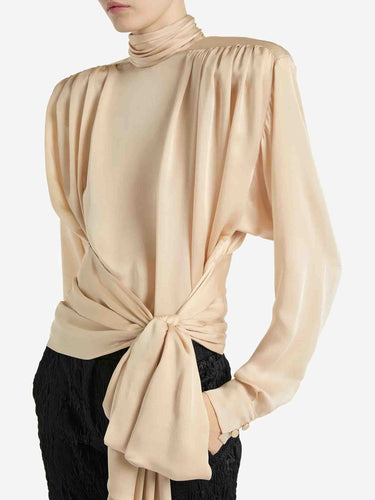 Balmain Mujer Barcelona Blusa Plisada Lazada color Beige sku 701-002586 01 - Foto 4