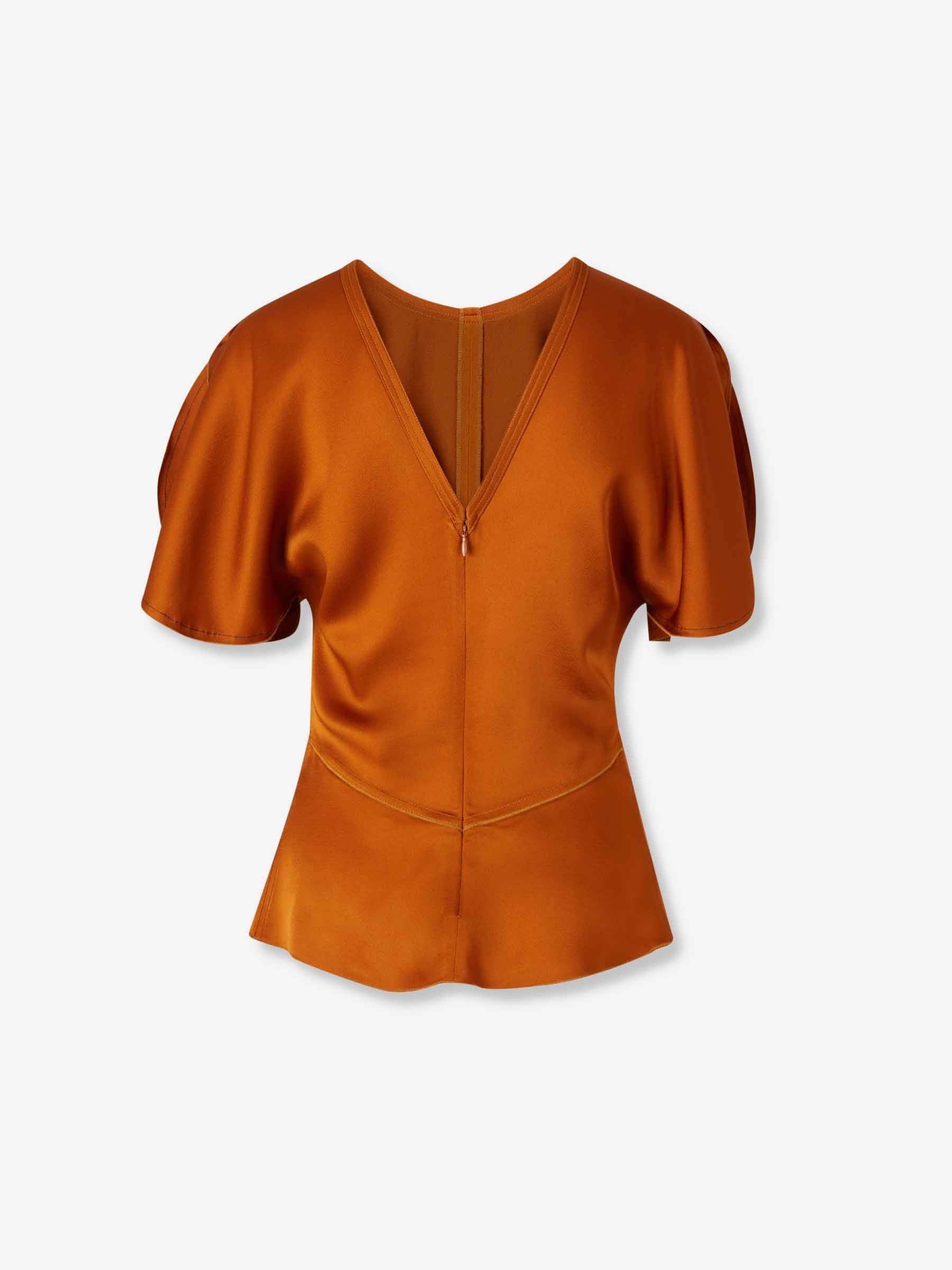 Victoria Beckham Mujer Barcelona Blusa Satén Drapeada color Naranja Oscuro sku 702-000504 01 - Foto 2