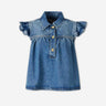 Ganni Mujer Barcelona Blusa Denim Ruffle color Azul Denim sku 702-000512 01 - Foto 1