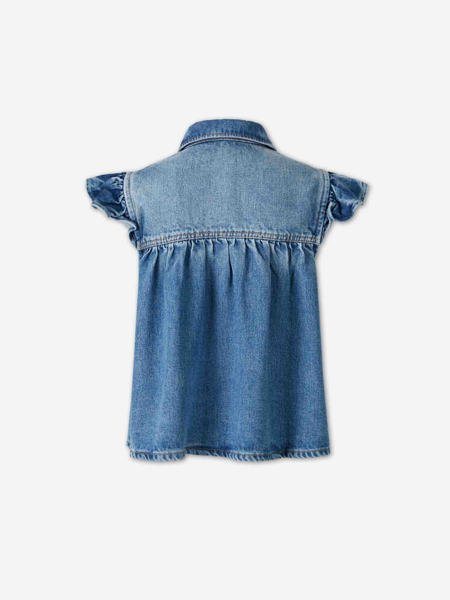 Ganni Mujer Barcelona Blusa Denim Ruffle color Azul Denim sku 702-000512 01 - Foto 2