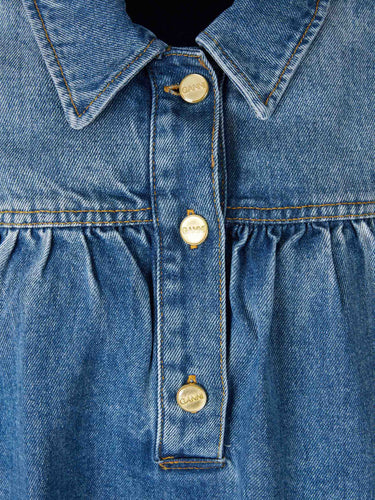 Ganni Mujer Barcelona Blusa Denim Ruffle color Azul Denim sku 702-000512 01 - Foto 3