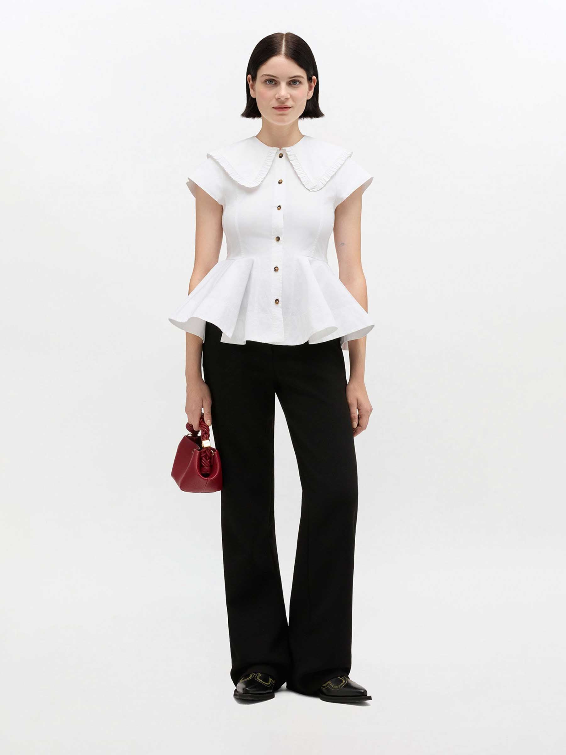 Ganni Mujer Barcelona Blusa Volantes color Blanco sku 702-000513 01 - Foto 2