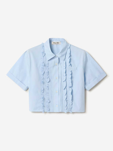 Miu Miu Mujer Barcelona Camisa Cropped Volantes color Azul Celeste sku 702-000524 01 - Foto 1