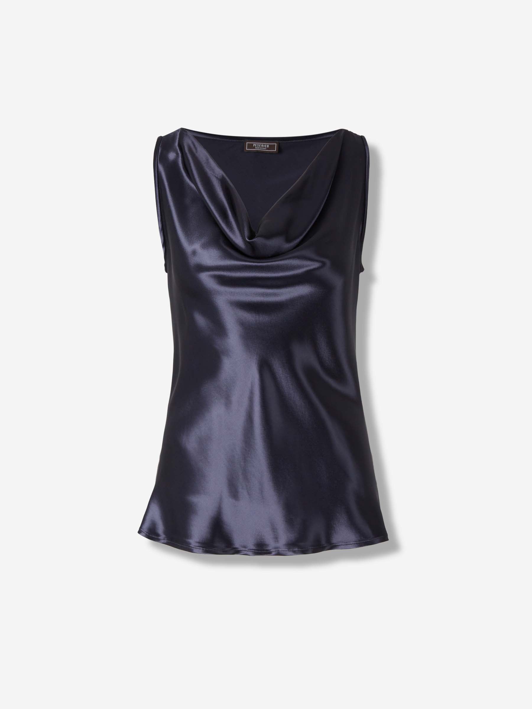 Peserico Mujer Barcelona Top Satinado color Azul Noche sku 703-002426 02 - Foto 1