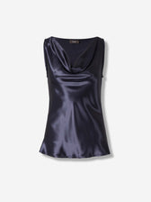 Peserico Mujer Barcelona Top Satinado color Azul Noche sku 703-002426 02 - Foto 1