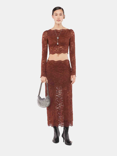 Rabanne Mujer Barcelona Top Cropped Encaje color Marrón sku 703-002465 01 - Foto 2
