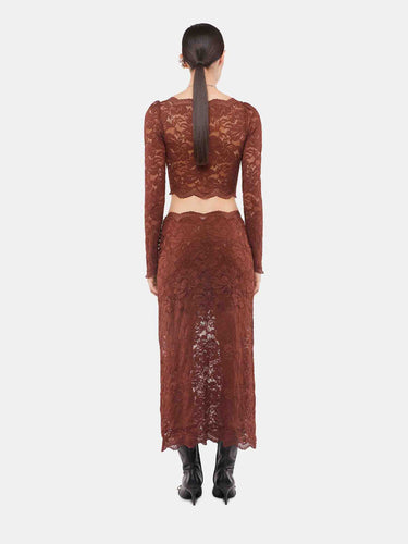 Rabanne Mujer Barcelona Top Cropped Encaje color Marrón sku 703-002465 01 - Foto 3
