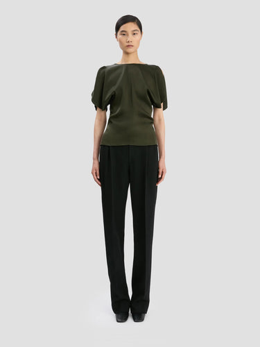 Victoria Beckham Mujer Barcelona Top Mangas Drapeadas color Verde Oscuro sku 703-002483 01 - Foto 2