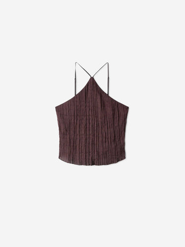 Staud Mujer Barcelona Top Akari Plisse color Marrón Oscuro sku 703-002508 01 - Foto 1