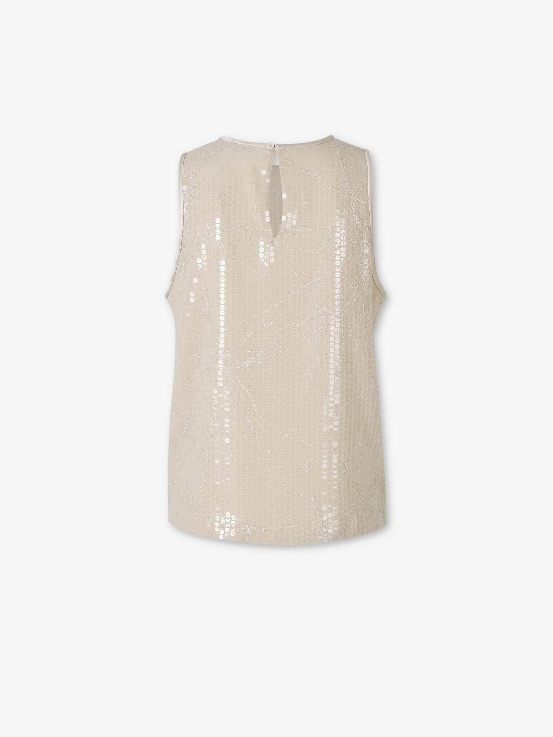 Peserico Mujer Barcelona Top Sequins color Crema sku 703-002517 01 - Foto 2