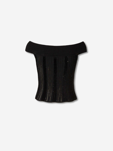 Balmain Mujer Barcelona Top Punto Lentejuelas color Negro sku 703-002528 01 - Foto 2