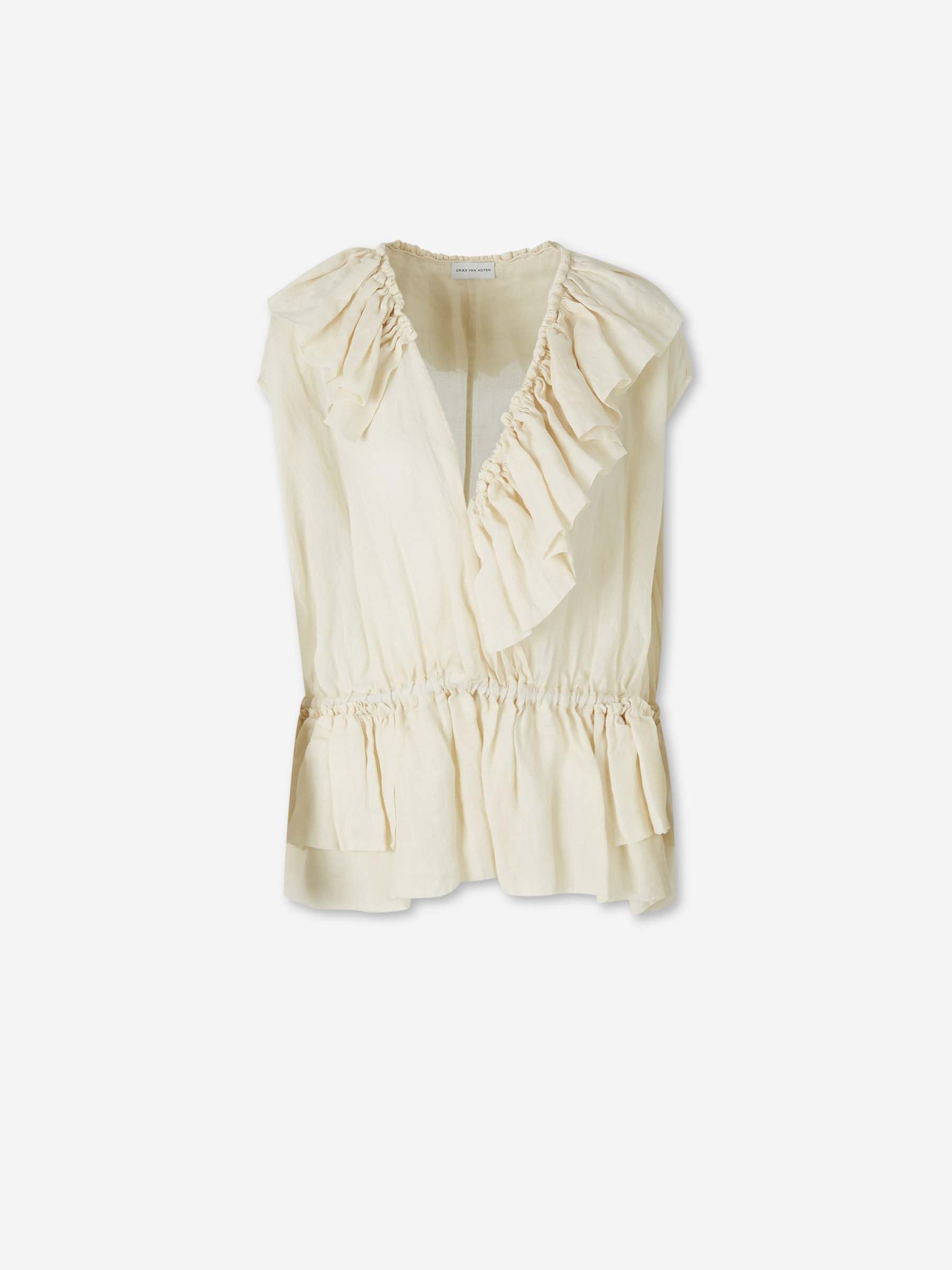 Dries Van Noten Mujer Barcelona Top Muselina Volantes color Amarillo Claro sku 703-002551 01 - Foto 1