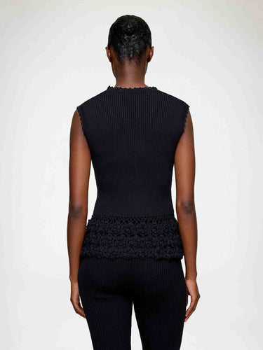 Ganni Mujer Barcelona Top Sin Mangas Con Flores de Ganchillo color Negro sku 703-002583 01 - Foto 3