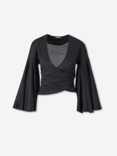 Jacquemus Mujer Barcelona Top Cropped con Manga Acampanada color Negro sku 703-002591 01 - Foto 1