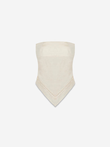 Simkhai Mujer Barcelona Top Lino Lahni color Beige sku 703-002610 01 - Foto 1