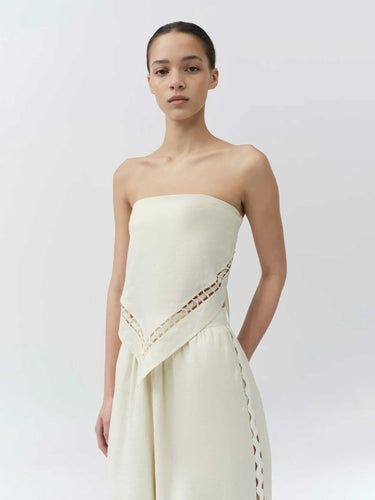 Simkhai Mujer Barcelona Top Lino Lahni color Beige sku 703-002610 01 - Foto 4