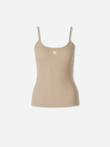Courrèges Reedition Mujer Barcelona Top Tirantes Canalé color Camel sku 703-002617 01 - Foto 1