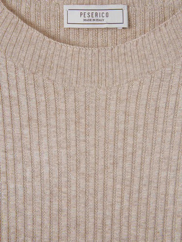 Peserico Mujer Barcelona Top Fino Canalé color Camel sku 703-002622 02 - Foto 3