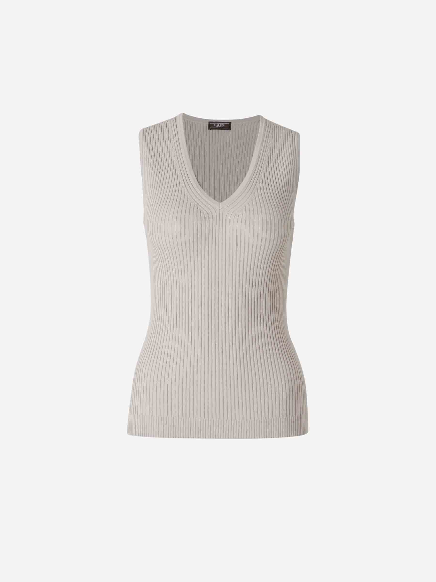 Peserico Mujer Barcelona Top Canalé color Taupe sku 703-002625 02 - Foto 1
