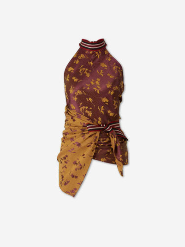 Dries Van Noten Mujer Barcelona Top Envuelto Jacquard color Burdeos sku 703-002648 01 - Foto 1