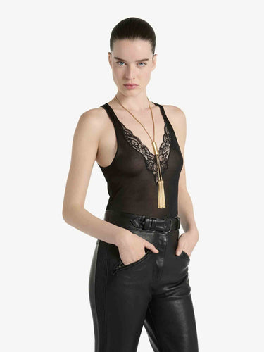 Balmain Mujer Barcelona Top Punto y Encaje color Negro sku 703-002650 01 - Foto 2