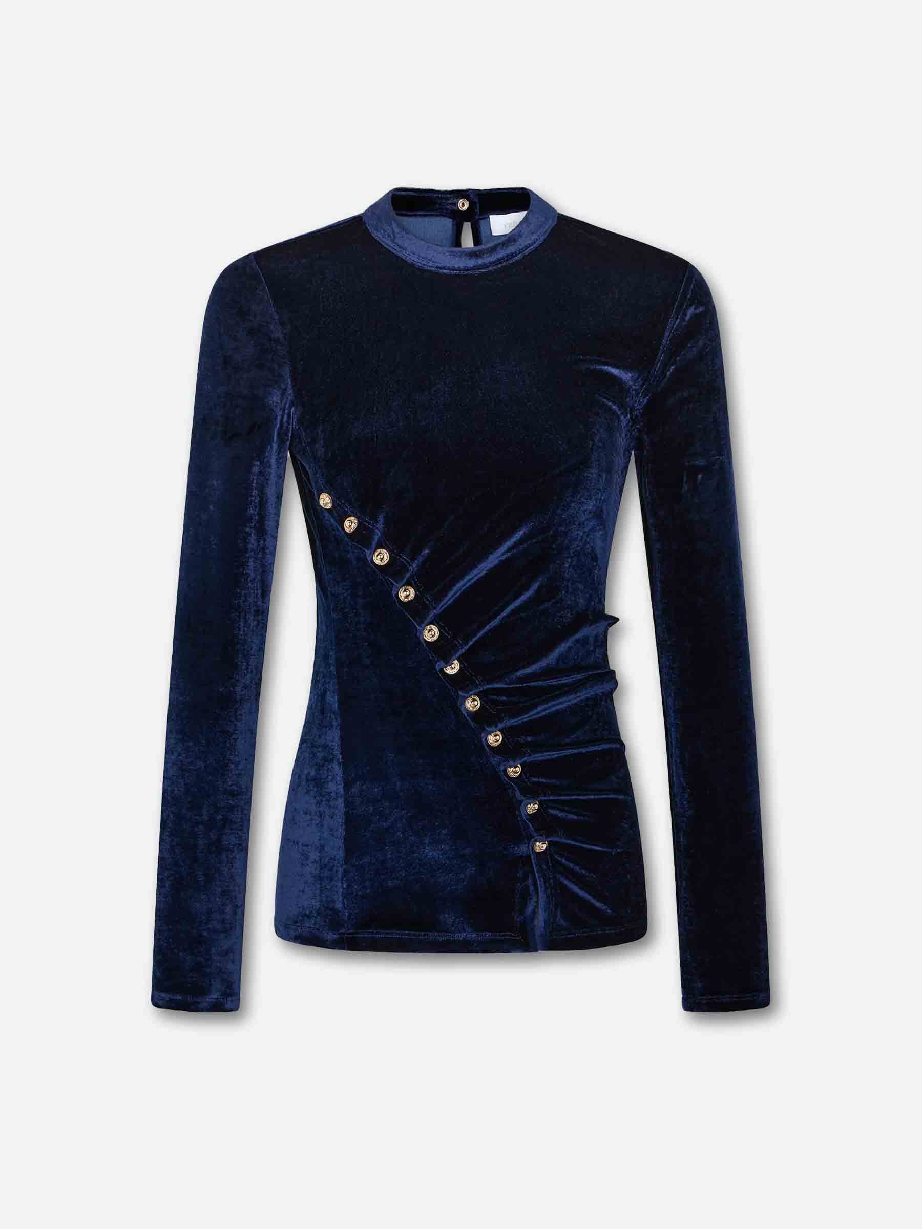 Rabanne Mujer Barcelona Top Drapeado Terciopelo color Azul Cobalto sku 711-003312 01 - Foto 1