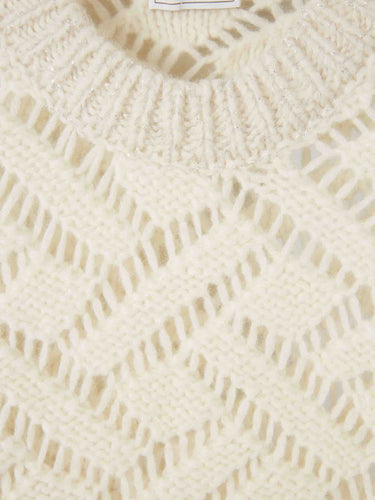 Peserico Mujer Barcelona Jersey Punto Perforado color Crema sku 711-003418 01 - Foto 3