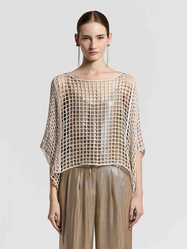 Peserico Mujer Barcelona Top Rejilla color Crema sku 711-003434 02 - Foto 2