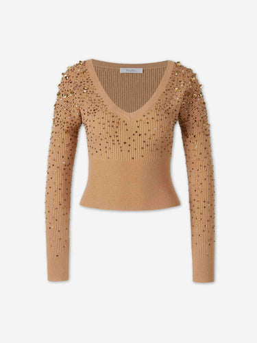 Max Mara Mujer Barcelona Jersey Cuello Pico color Camel sku 711-003441 01 - Foto 1