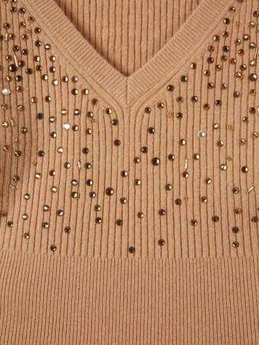 Max Mara Mujer Barcelona Jersey Cuello Pico color Camel sku 711-003441 01 - Foto 3