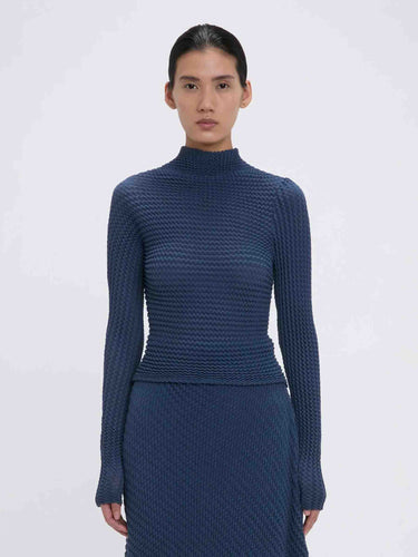 Victoria Beckham Mujer Barcelona Jersey Punto Texturizado color Azul Noche sku 711-003445 01 - Foto 2