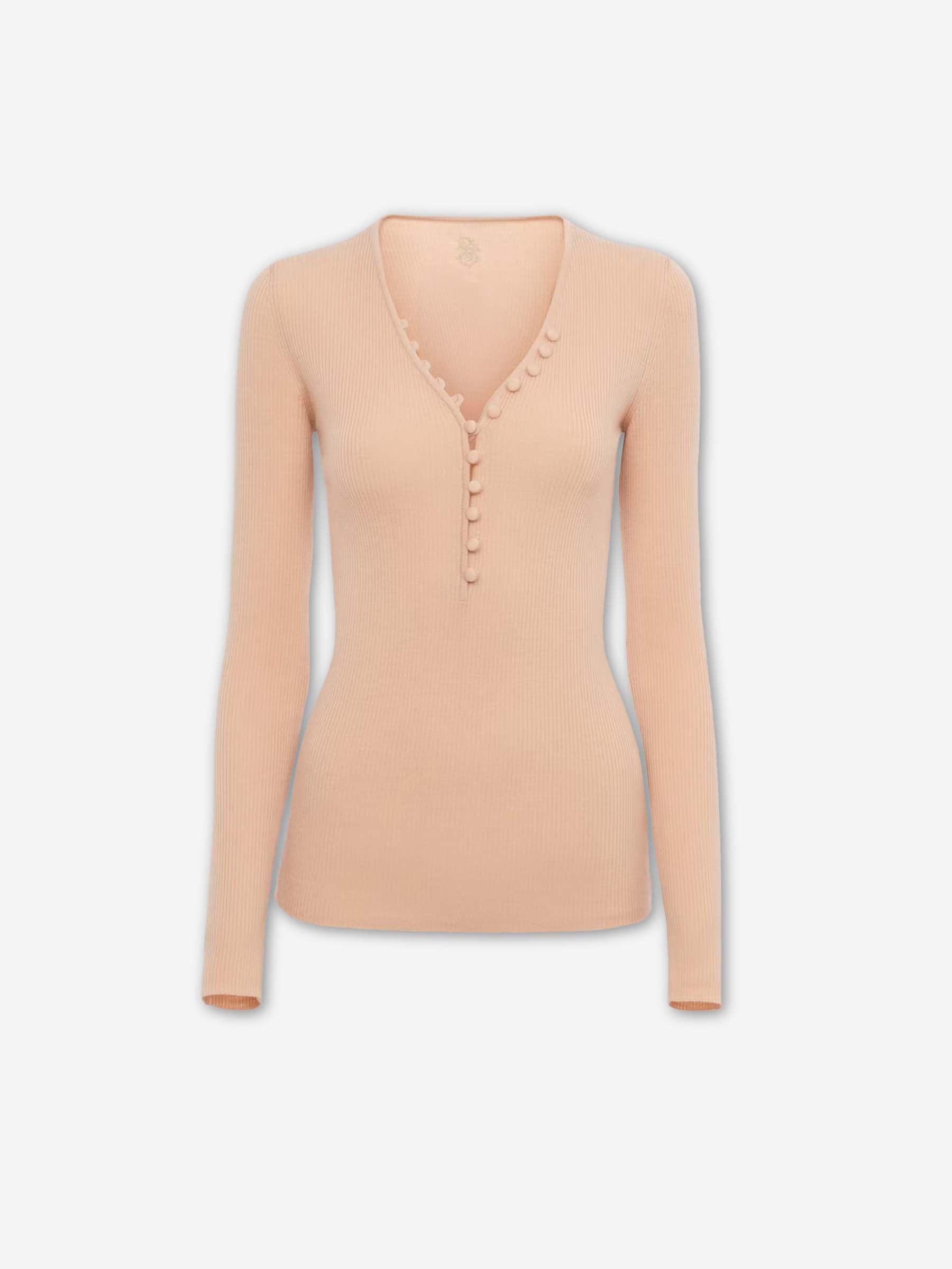 Chloé Mujer Barcelona Camiseta Henley Punto color Beige sku 711-003447 01 - Foto 1