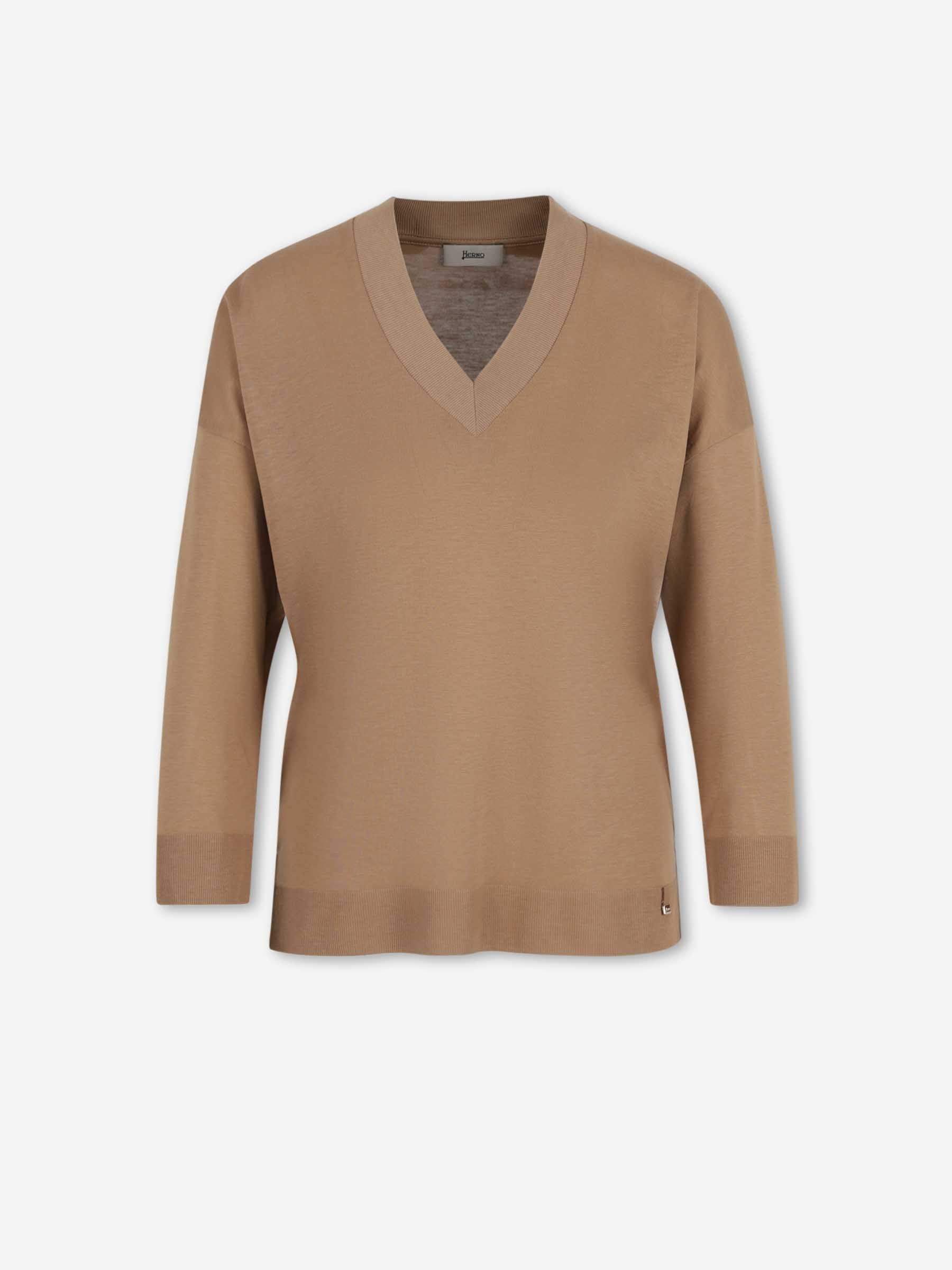 Herno Mujer Barcelona Jersey Cuello Pico color Camel sku 711-003450 01 - Foto 1