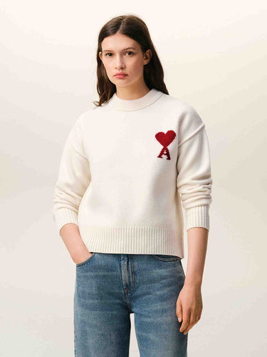 Ami Paris Mujer Barcelona Jersey Logo Lana color Marfil sku 711-003460 01 - Foto 2