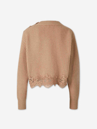 Chloé Mujer Barcelona Cárdigan Cropped Encaje color Camel sku 711-003464 01 - Foto 2