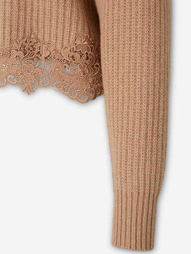 Chloé Mujer Barcelona Cárdigan Cropped Encaje color Camel sku 711-003464 01 - Foto 4