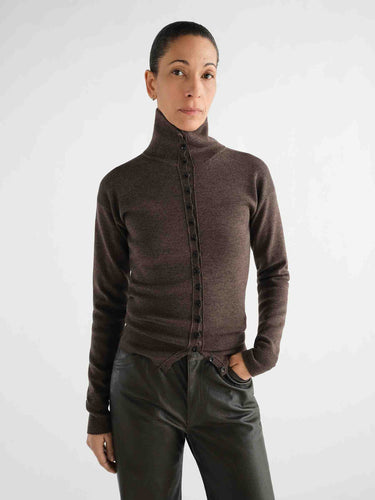 Lemaire Mujer Barcelona Cárdigan Fino Lana color Marrón Oscuro sku 711-003468 01 - Foto 2