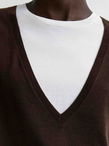 TOTEME Mujer Barcelona Jersey Cuello Pico color Marrón Oscuro sku 711-003483 01 - Foto 4