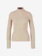 Courrèges Reedition Mujer Barcelona Jersey Canalé Logo color Camel sku 711-003495 03 - Foto 1