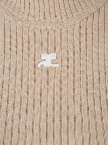 Courrèges Reedition Mujer Barcelona Jersey Canalé Logo color Camel sku 711-003495 03 - Foto 5