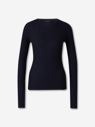 Balenciaga Mujer Barcelona Jersey Fino Canalé color Azul Marino sku 711-003508 01 - Foto 1