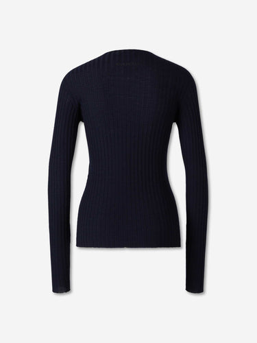 Balenciaga Mujer Barcelona Jersey Fino Canalé color Azul Marino sku 711-003508 01 - Foto 2