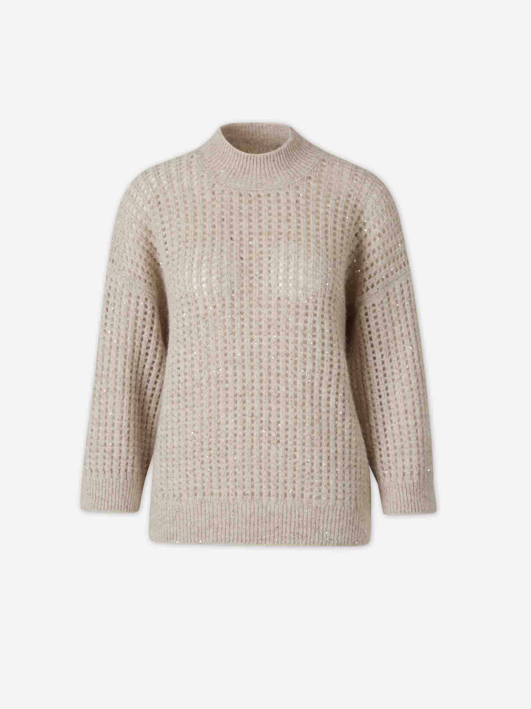 Peserico Mujer Barcelona Jersey Calados Lentejuelas color Beige sku 711-003509 02 - Foto 1