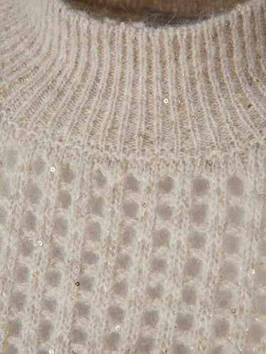 Peserico Mujer Barcelona Jersey Calados Lentejuelas color Beige sku 711-003509 02 - Foto 3