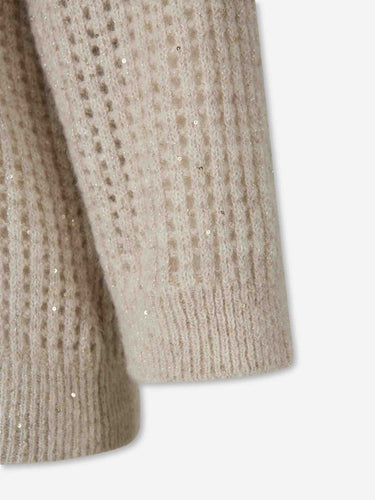 Peserico Mujer Barcelona Jersey Calados Lentejuelas color Beige sku 711-003509 02 - Foto 4